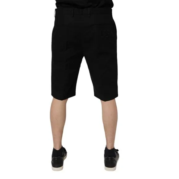 Dolce & Gabbana Black Cotton Stretch Mid Waist Bermuda Shorts Mens Shorts